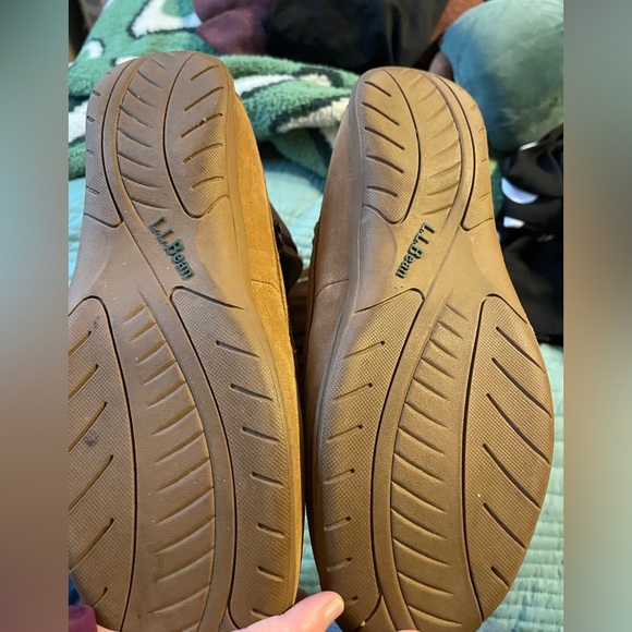 L.L. Bean Suede Leather Tan Tassel Fringe Sheepskin Boots 9 Medium Moccasin Cozy - Picture 7 of 12